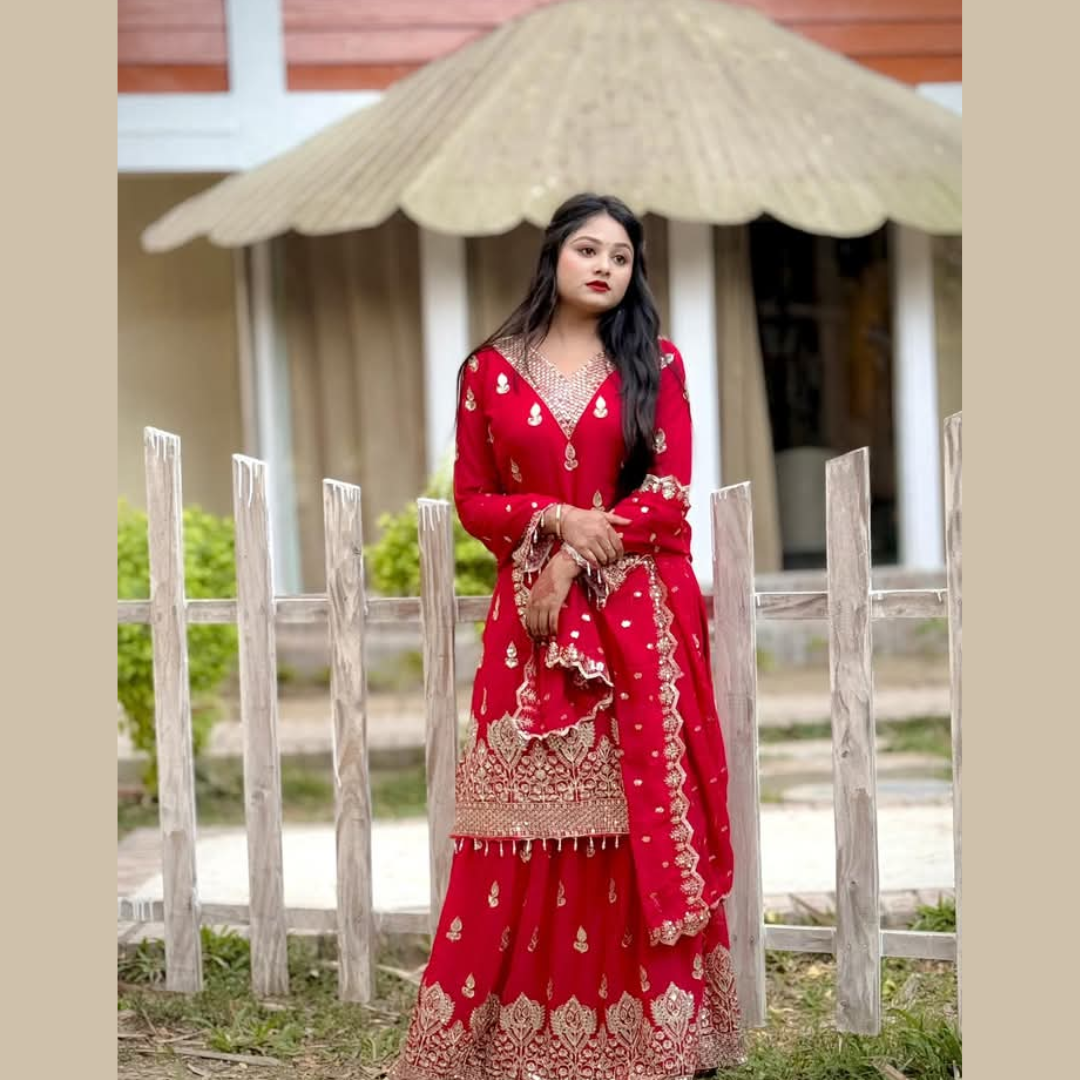 Royal Red silk Bridal Lehenga